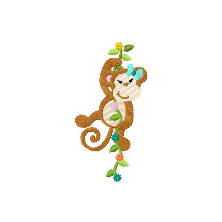 Monkey climbs the liana embroidery design - Embroidery Design