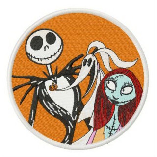 Jack, Sally and Zero badge embroidery design - Embroidery Design