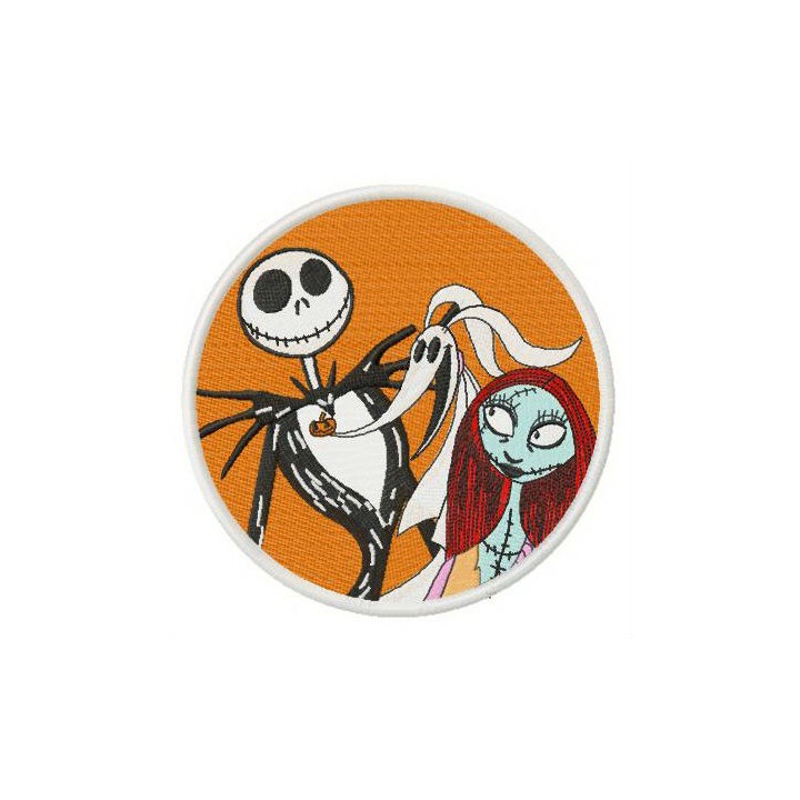 Jack, Sally and Zero badge embroidery design - Embroidery Design