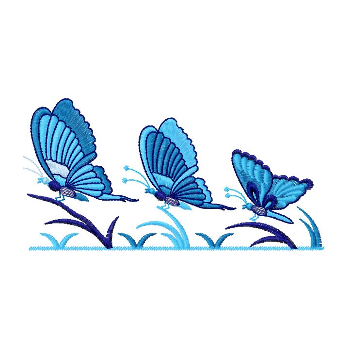 Three butterflies embroidery design - Embroidery Design
