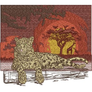 Jaguar in savanna embroidery design - Embroidery Design
