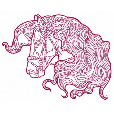 Romantic horse 5 embroidery design showcasing a beautifully stitched horse motif for farm animal lovers.