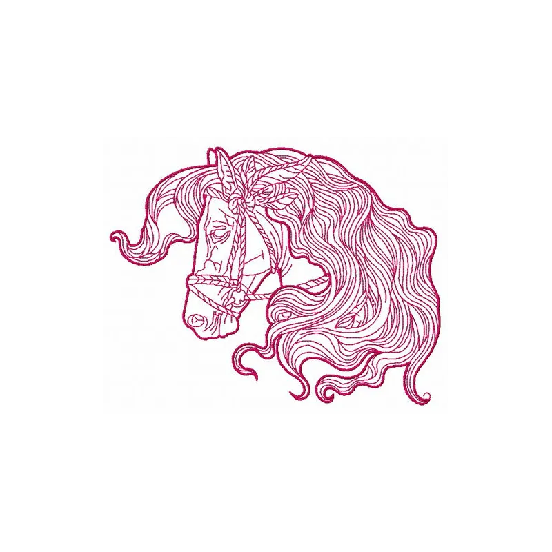 Romantic horse 5 embroidery design showcasing a beautifully stitched horse motif for farm animal lovers.