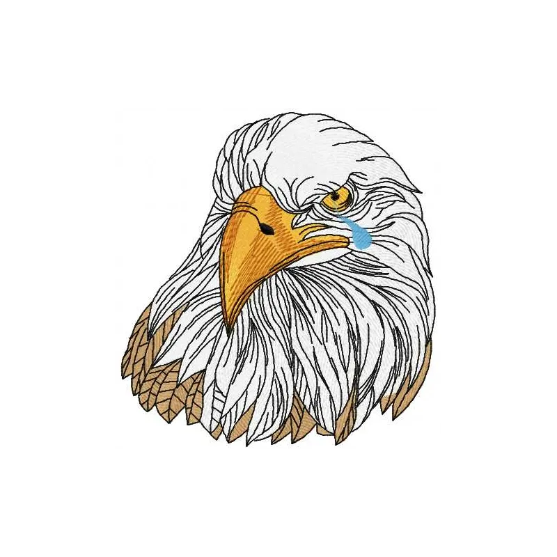 White eagle embroidery design showcasing intricate stitching details, perfect for bird lovers and creative projects.