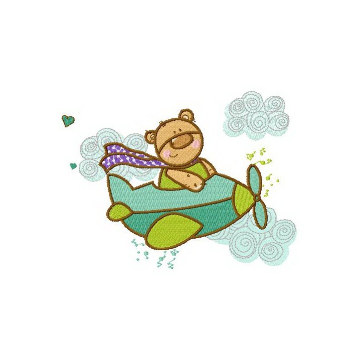 Bear the pilot embroidery design - Embroidery Design