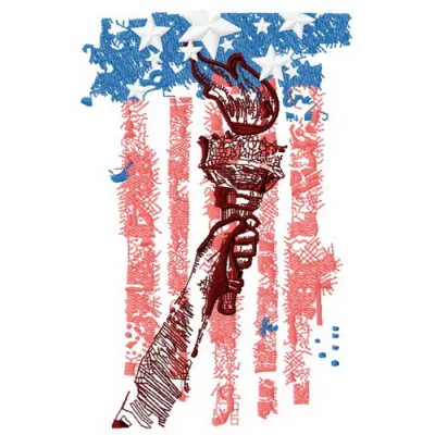 Torch of Liberty 3 embroidery design featuring a vibrant depiction of the iconic symbol for Independence Day.