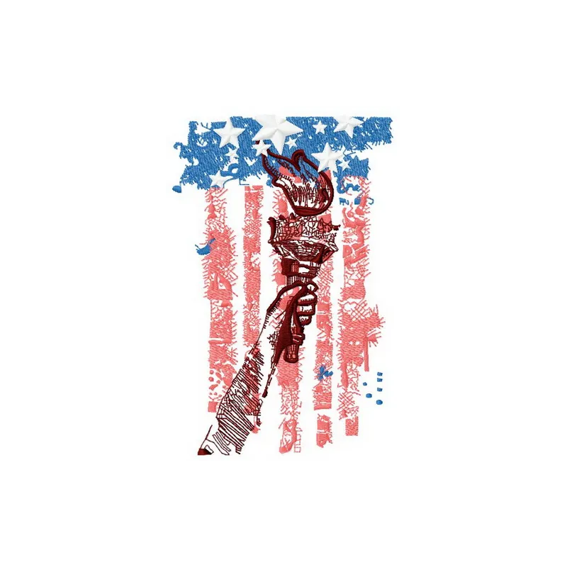 Torch of Liberty 3 embroidery design featuring a vibrant depiction of the iconic symbol for Independence Day.