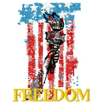 Torch of Liberty 2 embroidery design showcasing a vibrant motif for Independence Day celebrations.