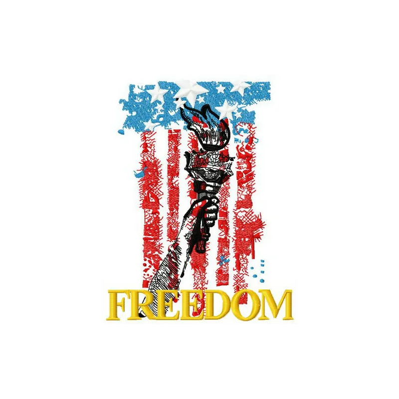 Torch of Liberty 2 embroidery design showcasing a vibrant motif for Independence Day celebrations.