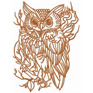Wizard's owl with necklace embroidery design - Embroidery Design