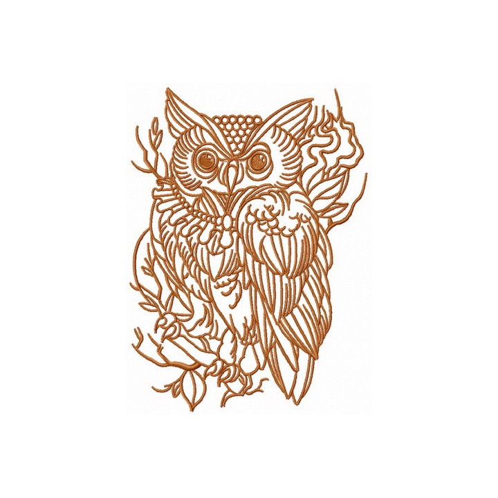 Wizard's owl with necklace embroidery design - Embroidery Design