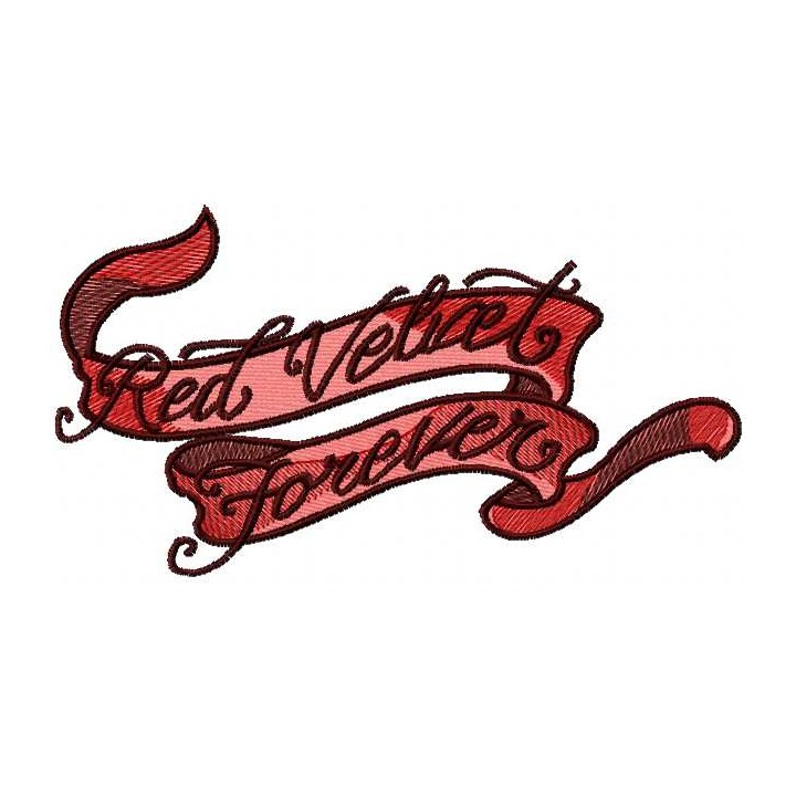 Ribbon red velvet forever 2 embroidery design - Embroidery Design