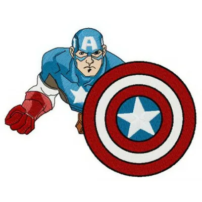 Courage of Captain America embroidery design showcasing a bold and heroic motif for stitching on various items.