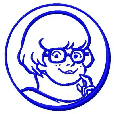 Preview of the Velma 2 embroidery design featuring a Scooby Doo theme, ideal for stitching on t-shirts and tote bags.