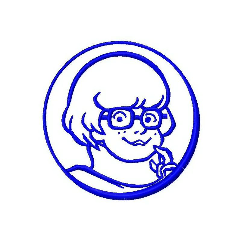 Preview of the Velma 2 embroidery design featuring a Scooby Doo theme, ideal for stitching on t-shirts and tote bags.
