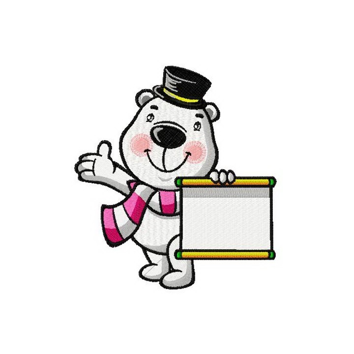 White bear the magician embroidery design - Embroidery Design