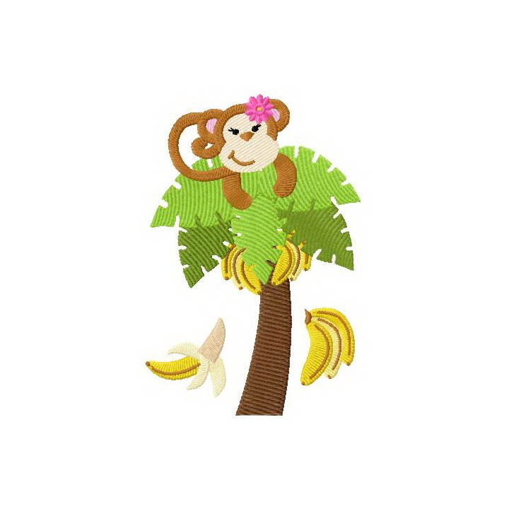 Monkey loves bananas  embroidery design - Embroidery Design