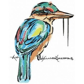Shrike with worm embroidery design - Embroidery Design