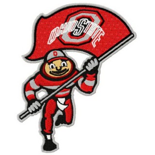 Brutus Buckeye with flag embroidery design - Embroidery Design