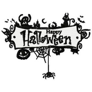 Happy Halloween sign embroidery design - Embroidery Design