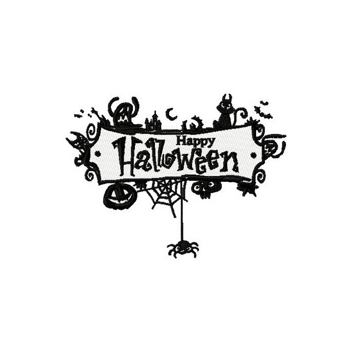 Happy Halloween sign embroidery design - Embroidery Design