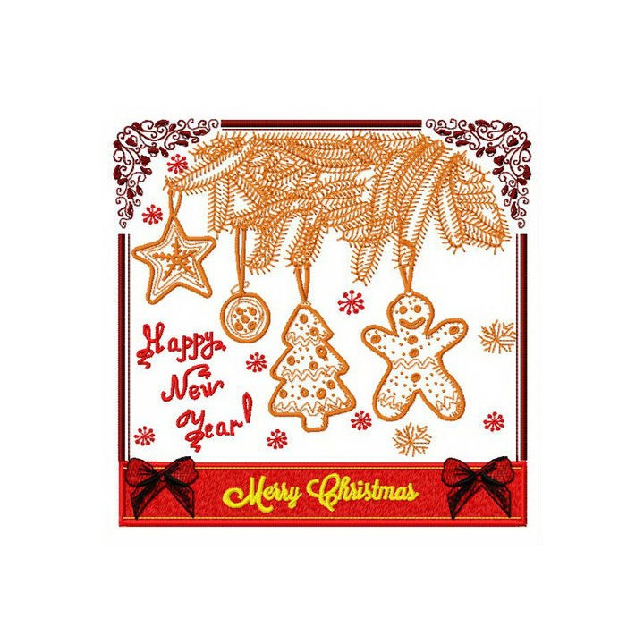 Merry Christmas postcard 5 embroidery design - Embroidery Design