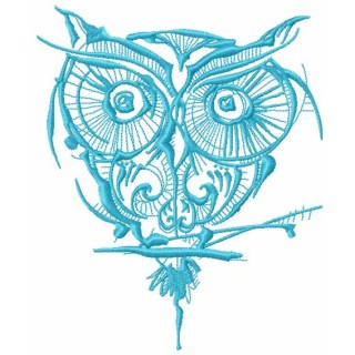 Blue strange owl embroidery design - Embroidery Design