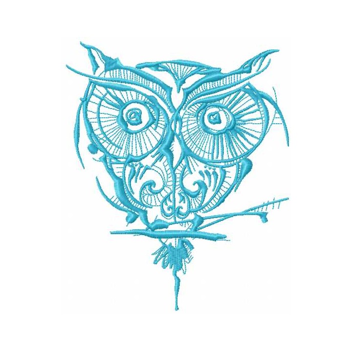 Blue strange owl embroidery design - Embroidery Design