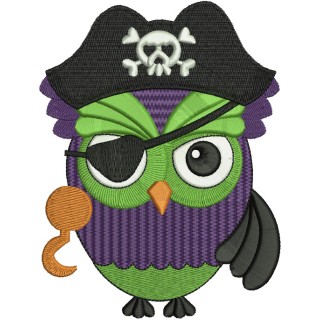 Owl in pirate costume embroidery design - Embroidery Design