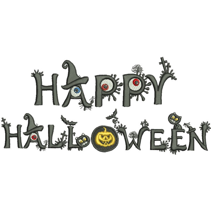 Happy Halloween embroidery design - Embroidery Design