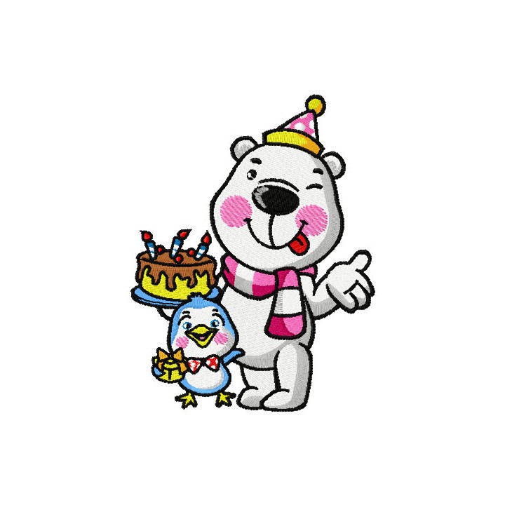 Happy Birthday Teddy! embroidery design - Embroidery Design