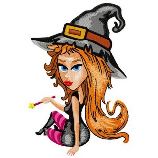 Charming witch 2 embroidery design - Embroidery Design