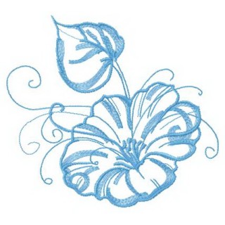 Blue bindweed embroidery design - Embroidery Design