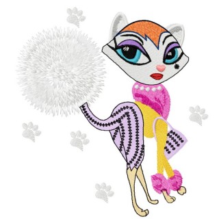 Posh kitty embroidery design - Embroidery Design