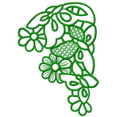 Flower corner 4 embroidery design showcasing delicate floral motifs for FSL and decorative stitching projects.