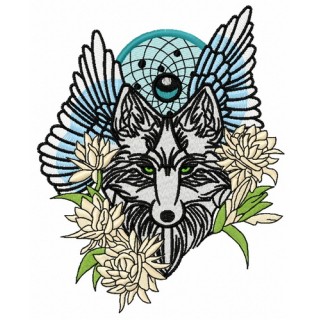 Tribal wolf 7 embroidery design - Embroidery Design