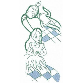 Alice catching bottle embroidery design - Embroidery Design