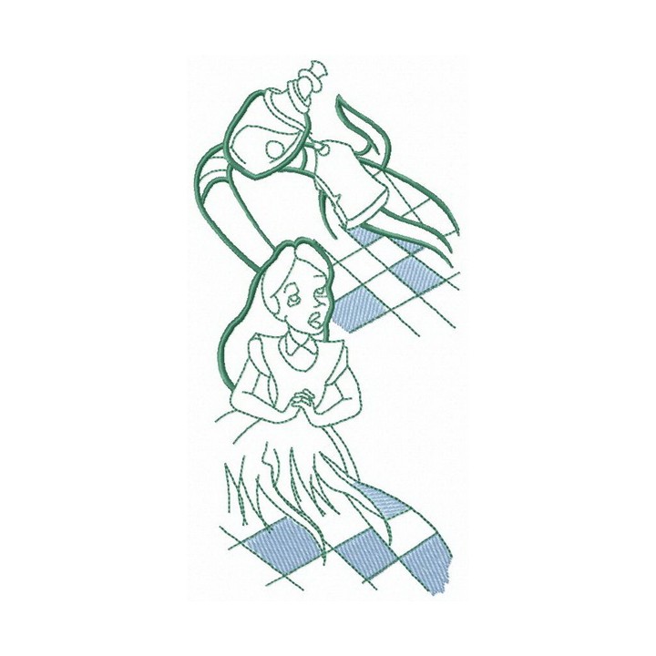 Alice catching bottle embroidery design - Embroidery Design