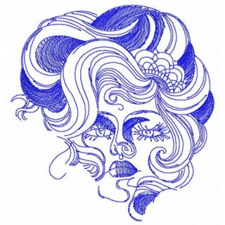 Haughty woman face embroidery design - Embroidery Design