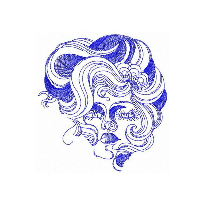 Haughty woman face embroidery design - Embroidery Design