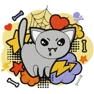 Halloween Kitty embroidery design - Embroidery Design
