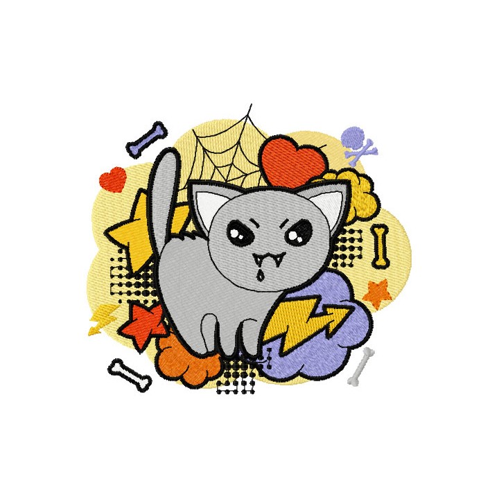 Halloween Kitty embroidery design - Embroidery Design