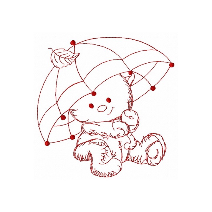 Teddy's rainy day 3 embroidery design - Embroidery Design