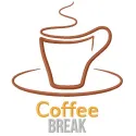 Preview of the Coffee Break 5 embroidery design featuring a whimsical coffee cup motif, ideal for tote bags and t-shirts.
