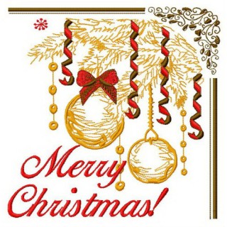 Merry Christmas postcard 3 embroidery design - Embroidery Design