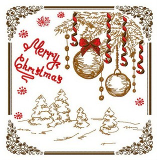 Merry Christmas postcard 2 embroidery design - Embroidery Design