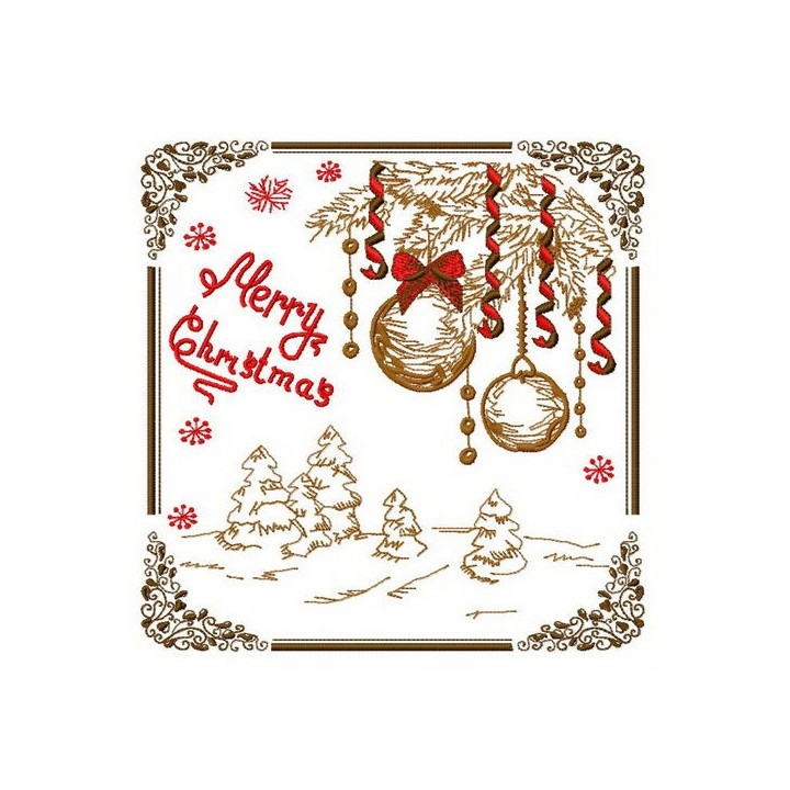 Merry Christmas postcard 2 embroidery design - Embroidery Design