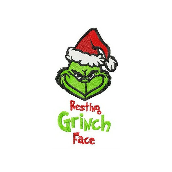 Resting Grinch face vertical embroidery design - Embroidery Design