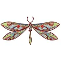 Mosaic dragonfly 2 embroidery design showcasing intricate details on a vibrant background.