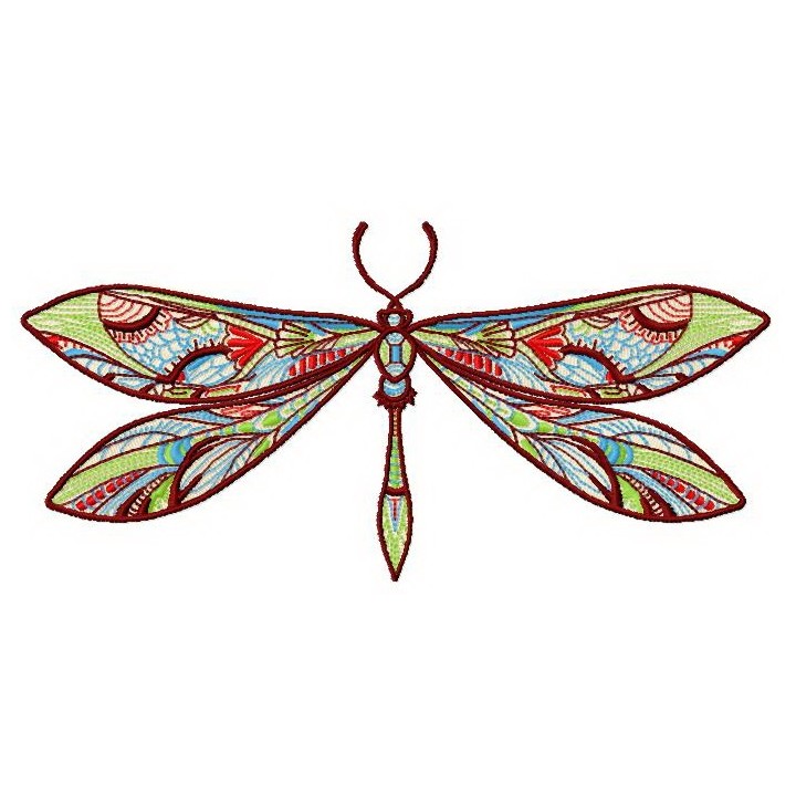Mosaic dragonfly 2 embroidery design - Embroidery Design